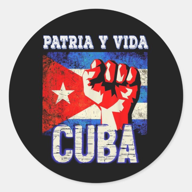 Pegatina Redonda Patria y vida de Cuba (Anverso)