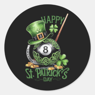 Pegatina Redonda Patrick's Day Costume Billiards Gorra de cuatro ho