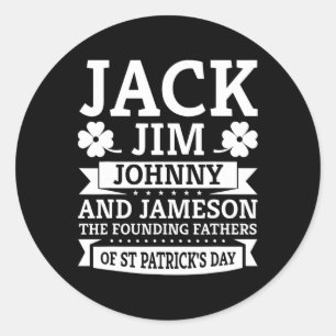 Pegatina Redonda Patricks Day Funny Jack Jim Jameson Padres