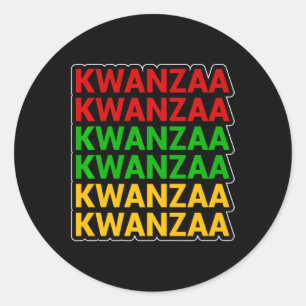 Pegatina Redonda Patrimonio africano-americano de Kwanzaa apilado