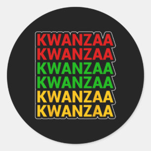 Pegatina Redonda Patrimonio africano-americano de Kwanzaa apilado