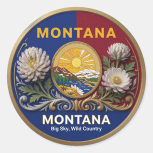 Pegatina Redonda Patrimonio del Estado del Tesoro de Montana 🏔️