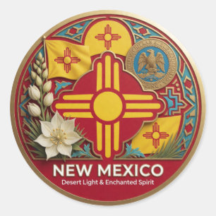 Pegatina Redonda Patrimonio del estado suroeste de Nuevo México 🌵