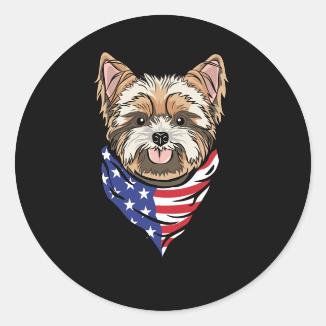 Pegatina Redonda Patriot Dog (Anverso)