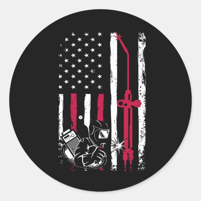 Pegatina Redonda Patriot Welt Red Line American USA Flag Patrioti (Anverso)