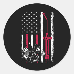 Pegatina Redonda Patriot Welt Red Line American USA Flag Patrioti