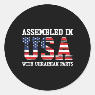 Pegatina Redonda Patriota Americano Ucraniano Bandera Ucrania EEUU