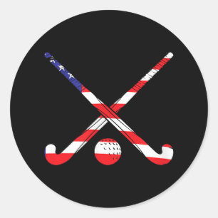 Pegatina Redonda Patriota de Hockey de Bandera Americana Juega Depo