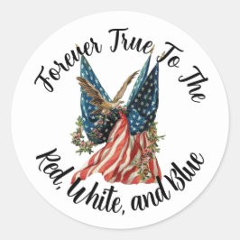 Pegatina Redonda Patriotic American Flag and Eagle USA 250th