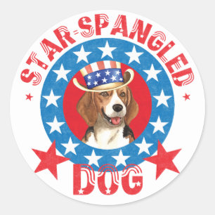 Pegatina Redonda Patriotic Beagle