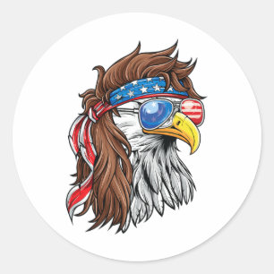 Pegatina Redonda Patriotic Byld Eagle Mullet Eeuu Bandera Americana