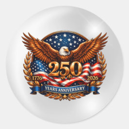 Pegatina Redonda Patriotic Copper Wings of Liberty Emblem