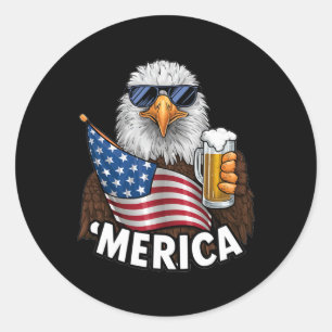 Pegatina Redonda Patriotic Eagle America 4 De Julio