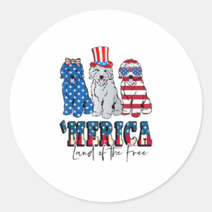 Pegatina Redonda Patriotic Goldendoodle Dog 4 de julio América Esta