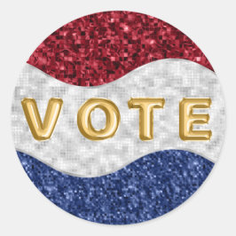 Pegatina Redonda Patriotic Mosaic Waves Vote