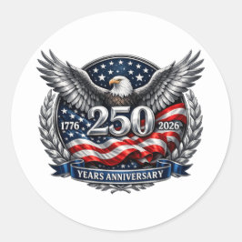 Pegatina Redonda Patriotic Silver Wings of Freedom