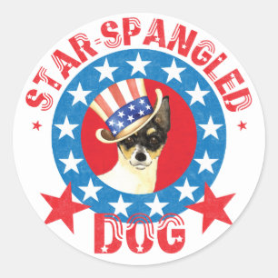 Pegatina Redonda Patriotic Toy Fox Terrier