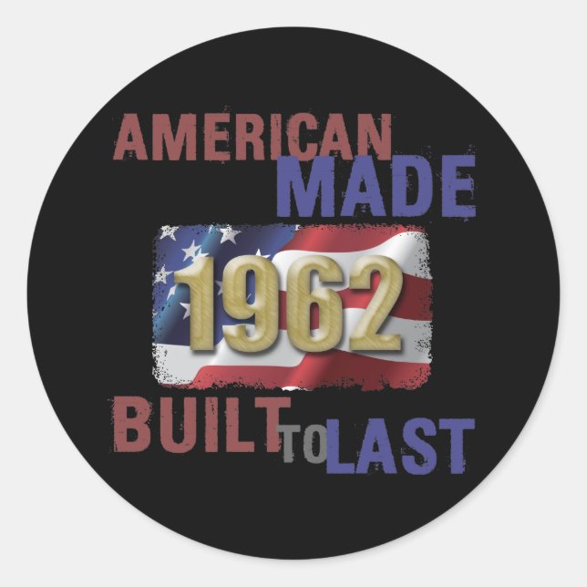 Pegatina Redonda Patriótico 1962 60º cumpleaños (Anverso)