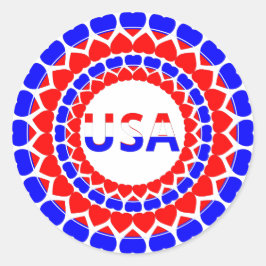 Pegatina Redonda Patriótico Cute de Estados Unidos