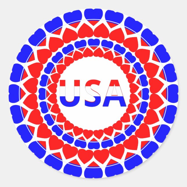 Pegatina Redonda Patriótico Cute de Estados Unidos (Anverso)