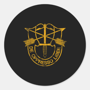 Pegatina Redonda Patriótico del logotipo de veteranos de las fuerza