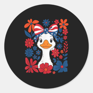 Pegatina Redonda Patriótico Funny Goose America Feliz 4 De Julio