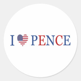 Pegatina Redonda Patriótico I Hearts Love Mike Pence Flag