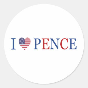 Pegatina Redonda Patriótico I Hearts Love Mike Pence Flag