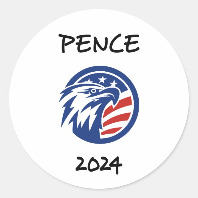 Pegatina Redonda Patriótico Mike Pence 2024 Camiseta de águila elec (Anverso)