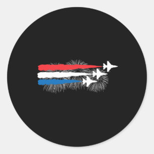 Pegatina Redonda Patriótico Rojo Azul Blanco Ee.Uu. Luchador Jets 4