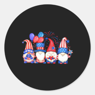 Pegatina Redonda Patriotismo Estadounidense Gnomes Independencia De
