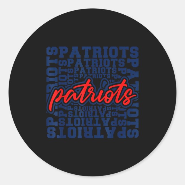 Pegatina Redonda Patriots American Blue And Red Patriot Saying  (Anverso)