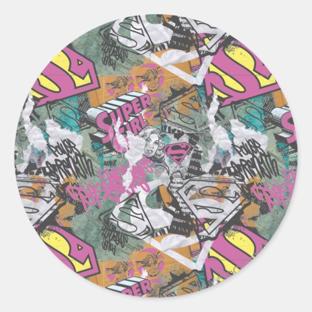 Pegatina Redonda Patrón 10 de superchica de cómics (Anverso)
