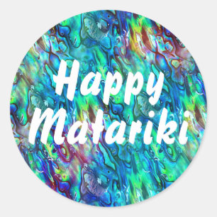 Pegatina Redonda Patrón 1 de trama de Abalone Paua de Nueva Zelanda