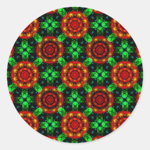Pegatina Redonda Patrón abstracto boho elegante moderno floral #504