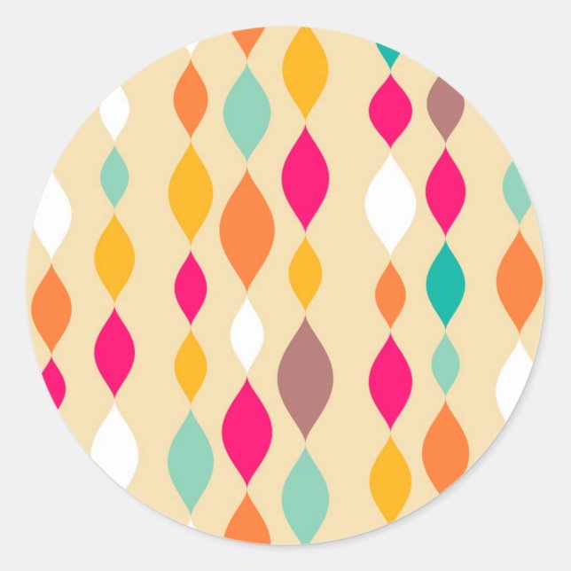 Pegatina Redonda Patrón abstracto de estilo retro (Anverso)
