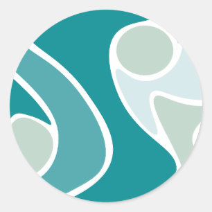 Pegatina Redonda Patrón abstracto en tonos azules