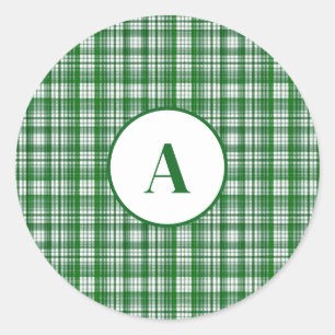 Pegatina Redonda Patrón blanco y verde moderno