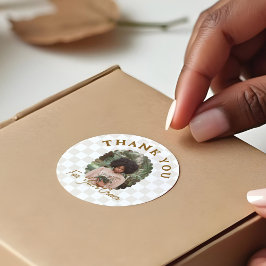 Pegatina Redonda Patrón Boho Checkerboard Gracias Por Tu Pedido