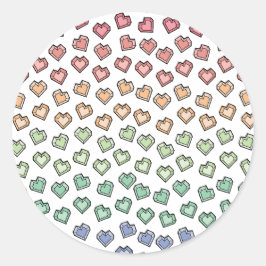 Pegatina Redonda Patrón cardíaco de arcoiris de Gemstone Pastel bri