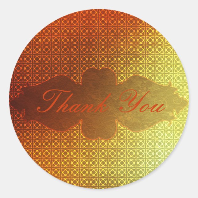 Pegatina Redonda Patrón Celta Contemporáneo naranja (Anverso)