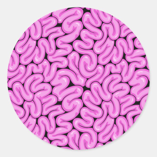 Pegatina Redonda Patrón cerebral zombi (Anverso)