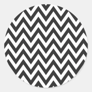 Pegatina Redonda Patrón Chevron Diseño de arte geométrico blanco ne