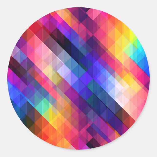 Pegatina Redonda Patrón colorido abstracto de polígono (Anverso)