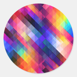 Pegatina Redonda Patrón colorido abstracto de polígono