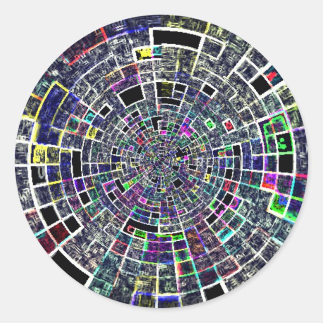 Pegatina Redonda Patrón colorido inusual (Anverso)