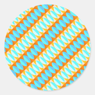 Pegatina Redonda Patrón colorido turquesa azul naranja amarillo
