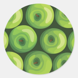 Pegatina Redonda Patrón con manzanas verdes
