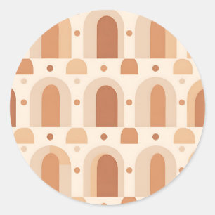 Pegatina Redonda Patrón continuo de arco de terracota boho