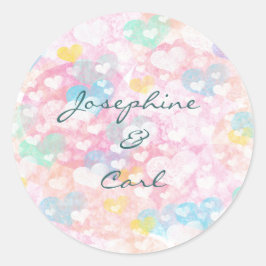 Pegatina Redonda Patrón de acuarela de capas